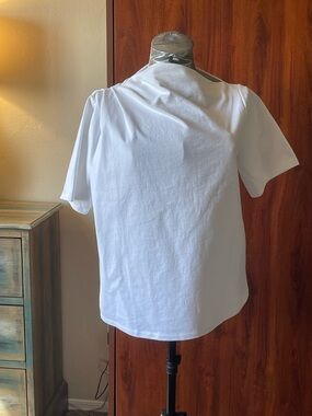 NWT Banana Republic White Short Sleeve Tee with Draped Shoulder